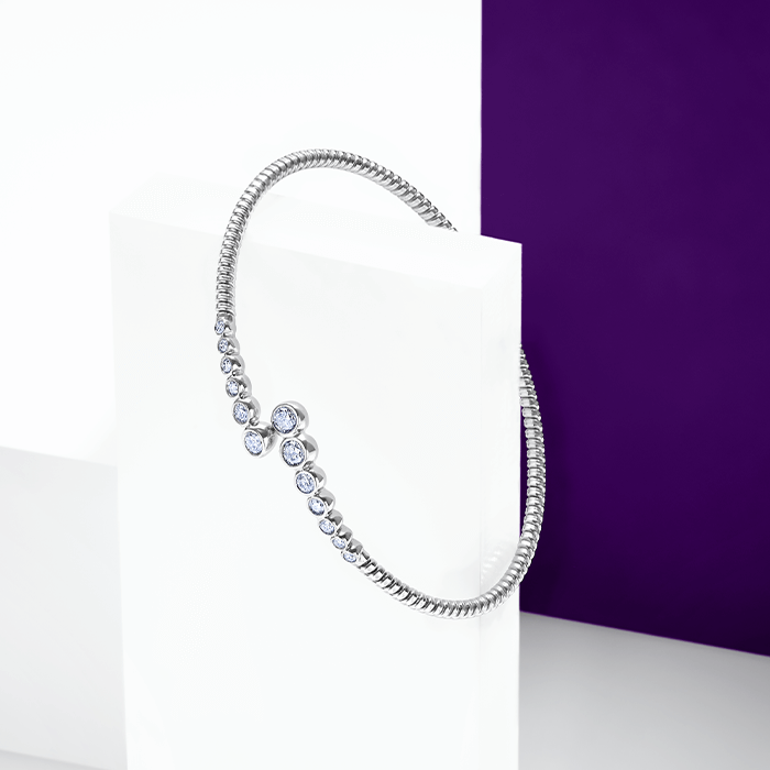 Tiffany-style Platinum Bracelet w/ 57 Round/Baguette Diamonds